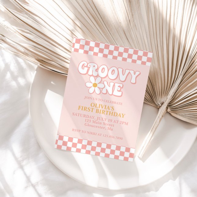 Invitation d'anniversaire super One Retro Girl (Créateur téléchargé)