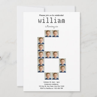 Invitation d'anniversaire Super Six pour collage d