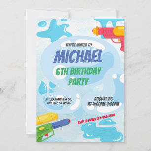 Invitation d'anniversaire Super Soaker