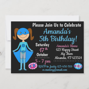 Invitation d'anniversaire Superhero Girl