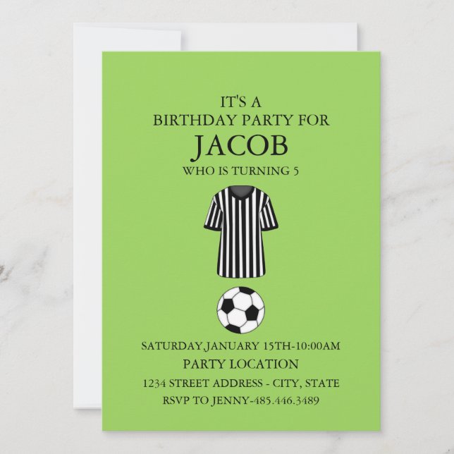 Invitation d'anniversaire sur le thème de football (Devant)