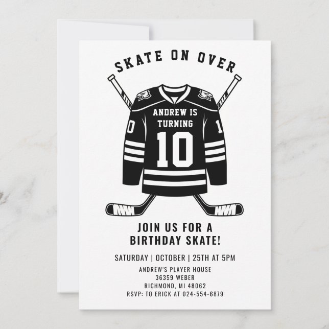 Invitation d'anniversaire sur le thème de hockey p (Devant)