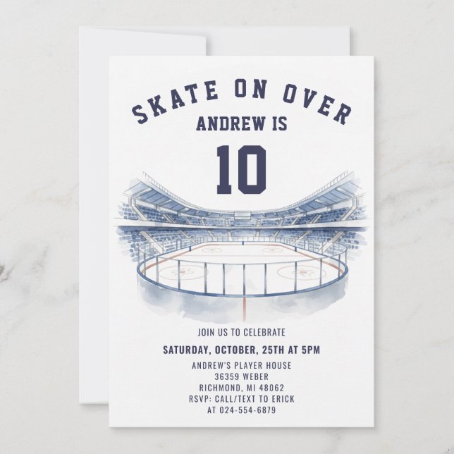 Invitation d'anniversaire sur le thème de hockey p (Devant)