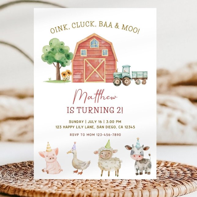 Invitation d'anniversaire sur le thème de la ferme (Créateur téléchargé)