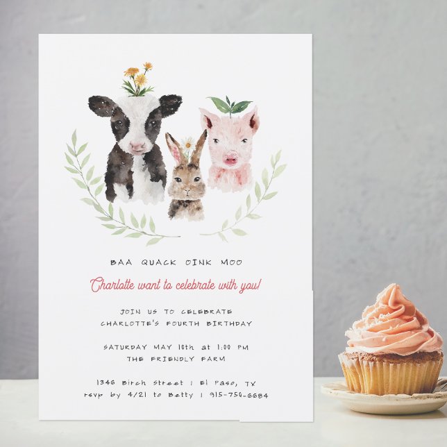 Invitation d'anniversaire sur le thème de la ferme (Créateur téléchargé)