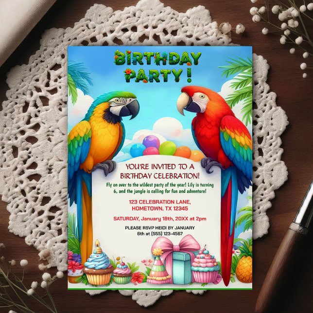 Invitation d'anniversaire sur le thème de la jungl (Créateur téléchargé)