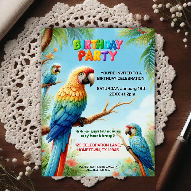 Invitation d'anniversaire sur le thème de la jungl (Créateur téléchargé)