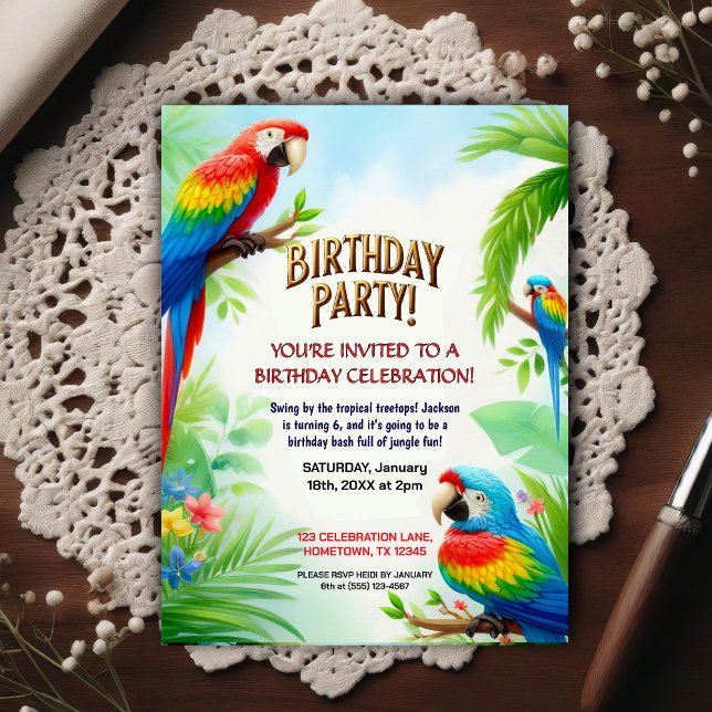 Invitation d'anniversaire sur le thème de la jungl (Créateur téléchargé)