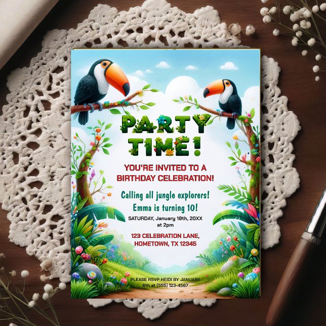 Invitation d'anniversaire sur le thème de la jungl (Créateur téléchargé)
