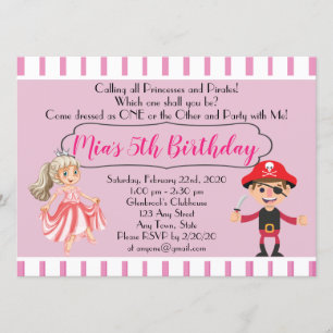 Invitation d'anniversaire sur le thème de la princ