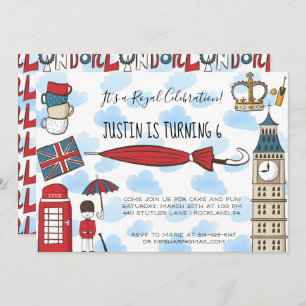 Invitation  d'anniversaire sur le thème de Londres