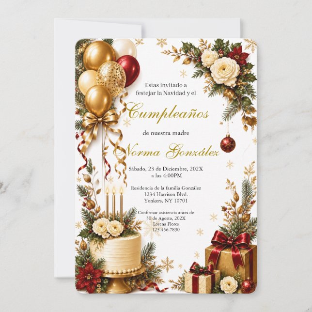 Invitation d'anniversaire sur le thème de Noël  (Devant)
