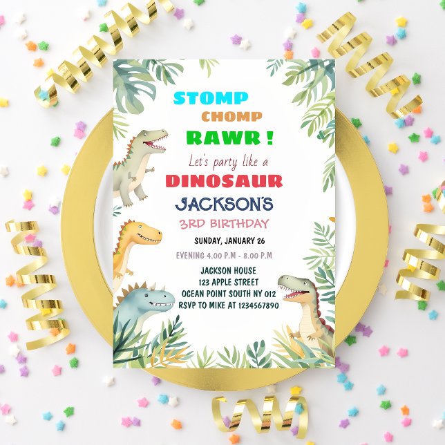 Invitation d'anniversaire sur le thème des dinosau (Créateur téléchargé)