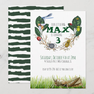 Invitation d'anniversaire sur le thème des insecte