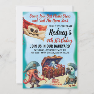 Invitation d'anniversaire sur le thème des pirates