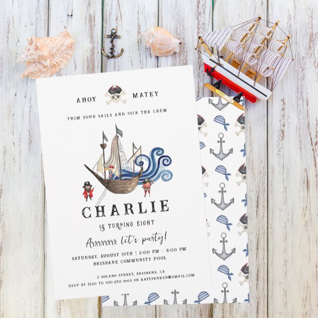 Invitation d'anniversaire sur le thème des pirates (Créateur téléchargé)