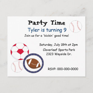 Invitation d'anniversaire sur le thème des sports