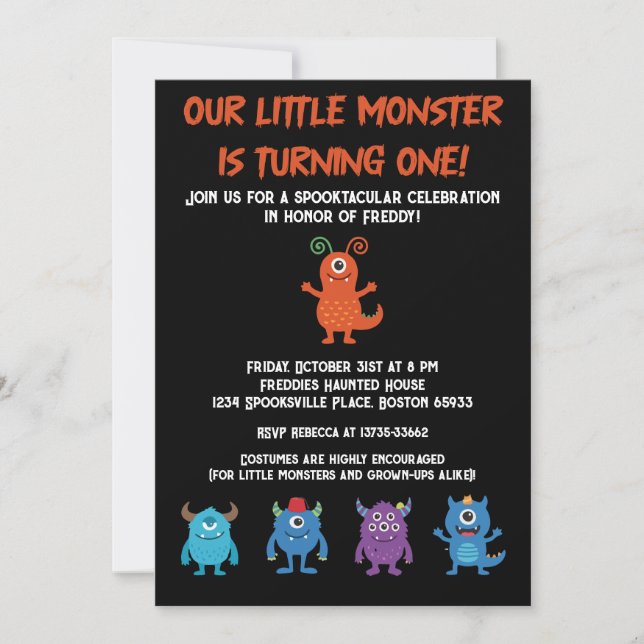 Invitation d'anniversaire sur le thème d'Halloween (Devant)