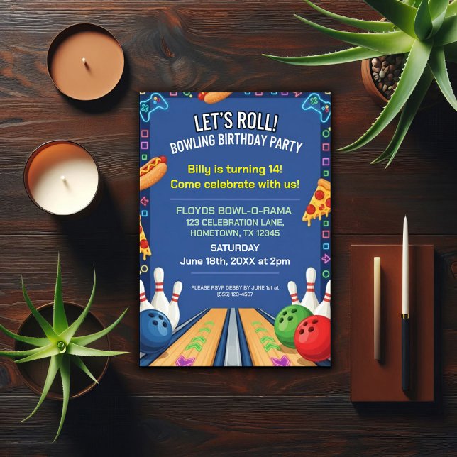 Invitation d'anniversaire sur le thème du bowling (Créateur téléchargé)