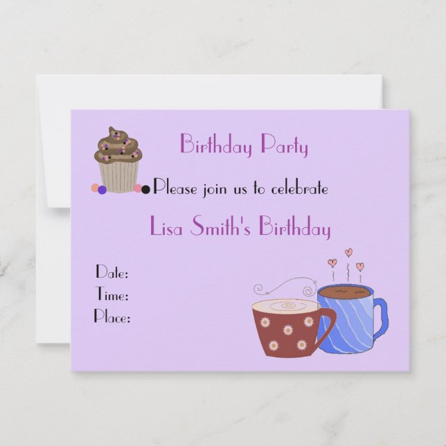 Invitation d'anniversaire sur le thème du café (Devant)