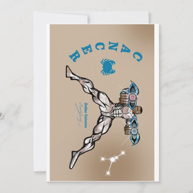 Invitation d'anniversaire sur le thème du Cancer. (Devant)