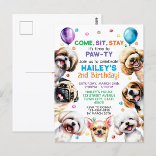 Invitation d'anniversaire sur le thème du chien po