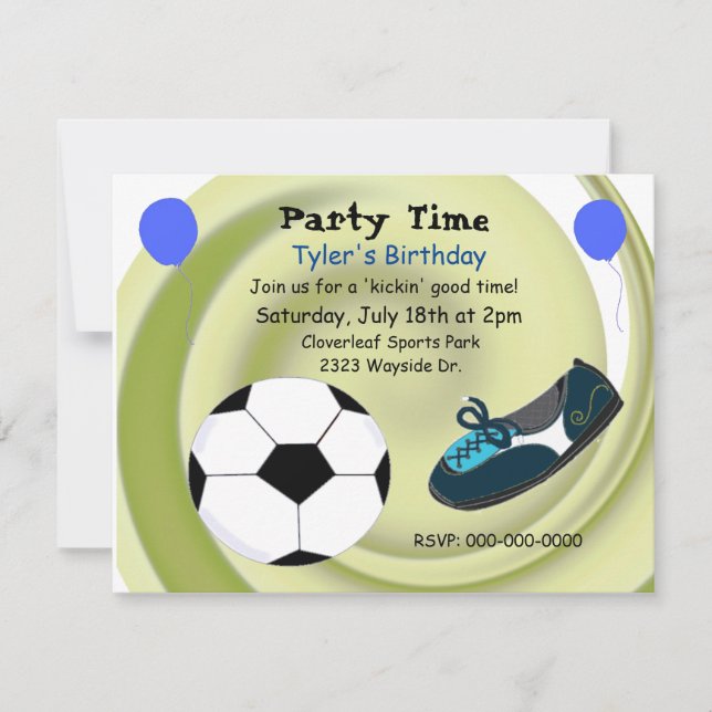 Invitation d'anniversaire sur le thème du football (Devant)