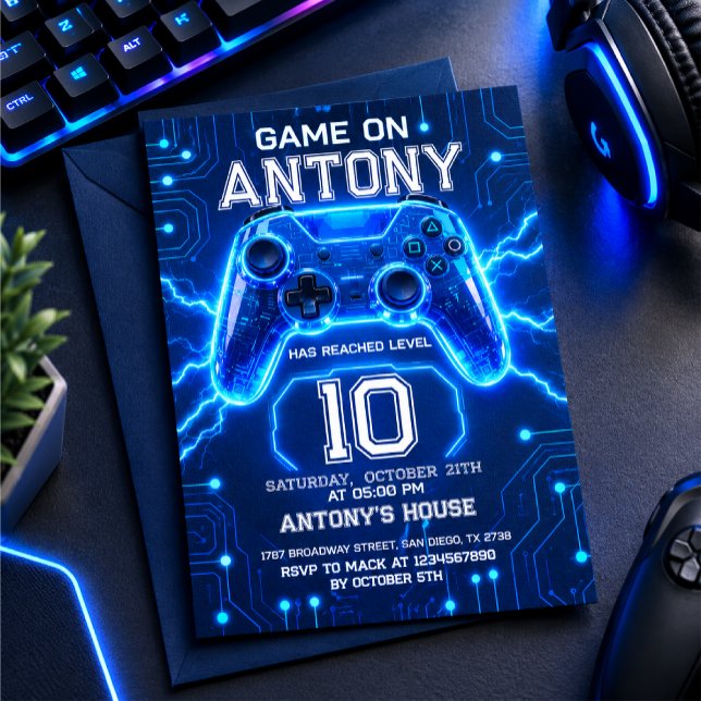 Invitation d'anniversaire sur le thème du jeu vidé (Créateur téléchargé)