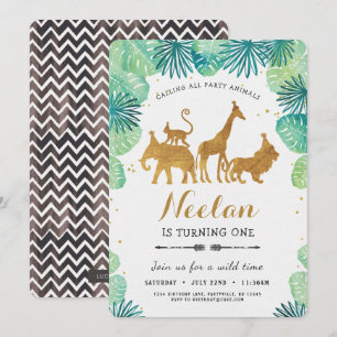 Invitation  d'anniversaire sur le thème du Safari