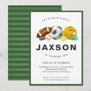 Invitation d'anniversaire sur le thème du sport