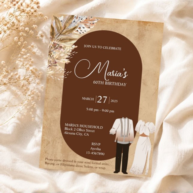 Invitation d'anniversaire sur le thème Filipiniana (Créateur téléchargé)