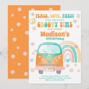 Invitation d'anniversaire sur le thème Groovy 70 /