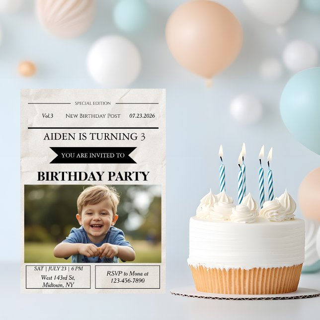 Invitation d'anniversaire sur mesure de style jour (Créateur téléchargé)