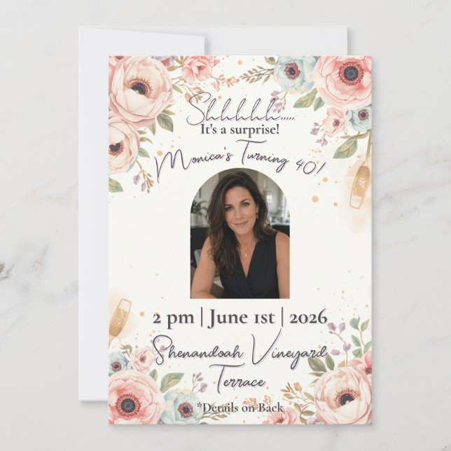 Invitation d'anniversaire surprise (Devant)