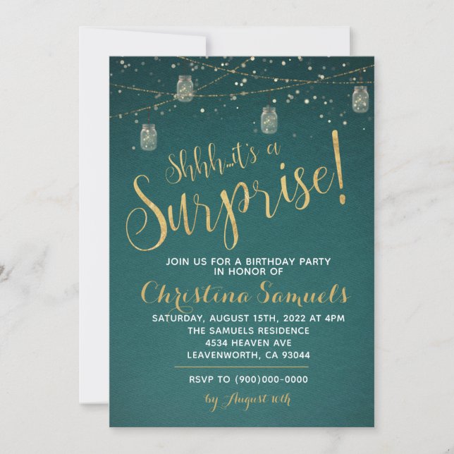 Invitation d'anniversaire surprise (Devant)