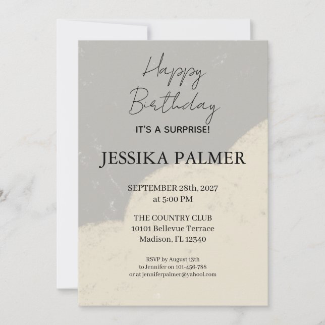 Invitation d'anniversaire surprise (Devant)