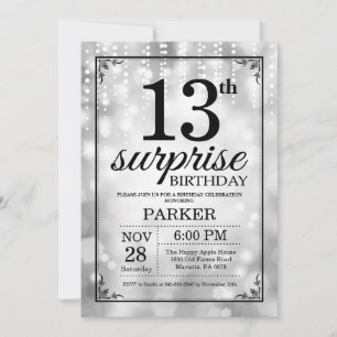 Invitation d'anniversaire surprise 13 ans paillett