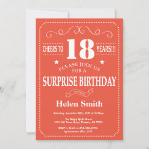 Invitation d'anniversaire surprise 18 ans orange e