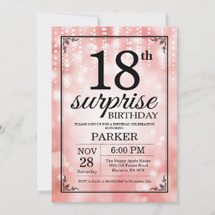 Invitation d'anniversaire surprise 18 ans paillett