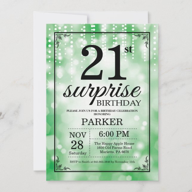Invitation d'anniversaire surprise 21 ans avec pai (Devant)