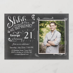 Invitation d'anniversaire surprise 21 Chalkboard R