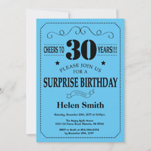 Invitation d'anniversaire surprise 30 ans Noir et
