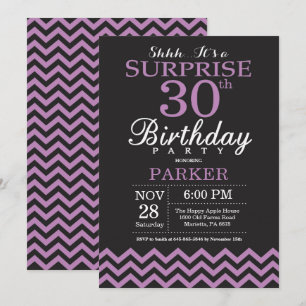 Invitation d'anniversaire surprise 30 ans noir et 