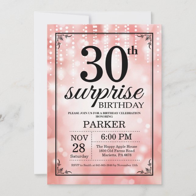 Invitation d'anniversaire surprise 30 ans Paillett (Devant)