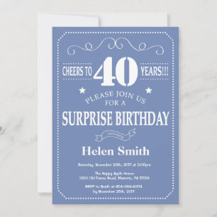 Invitation d'anniversaire surprise 40 ans Bleu et