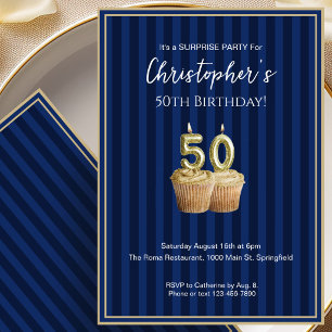 Invitation d'anniversaire surprise 50 ans Blue Gol
