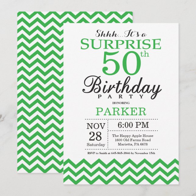 Invitation d'anniversaire surprise 50 ans Chevron  (Devant / Derrière)