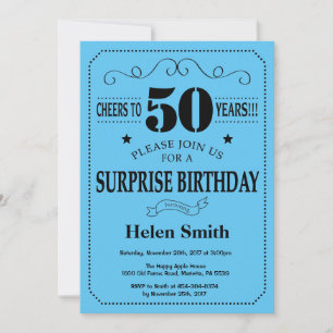 Invitation d'anniversaire surprise 50 ans Noir et