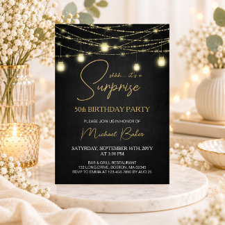 Invitation d'anniversaire surprise 50 ans noir et