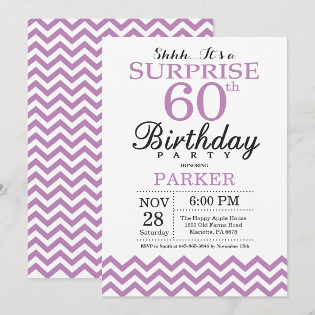 Invitation d'anniversaire surprise 60 ans Chevron  (Devant / Derrière)